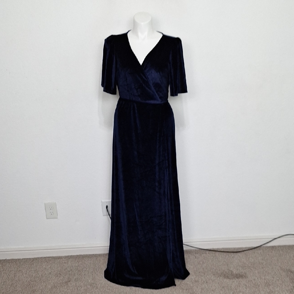 Baltic Born Navy Blue Meghan Velvet Whimsigoth Witchy Wrap Maxi Dress Size XXXL - Picture 2 of 14